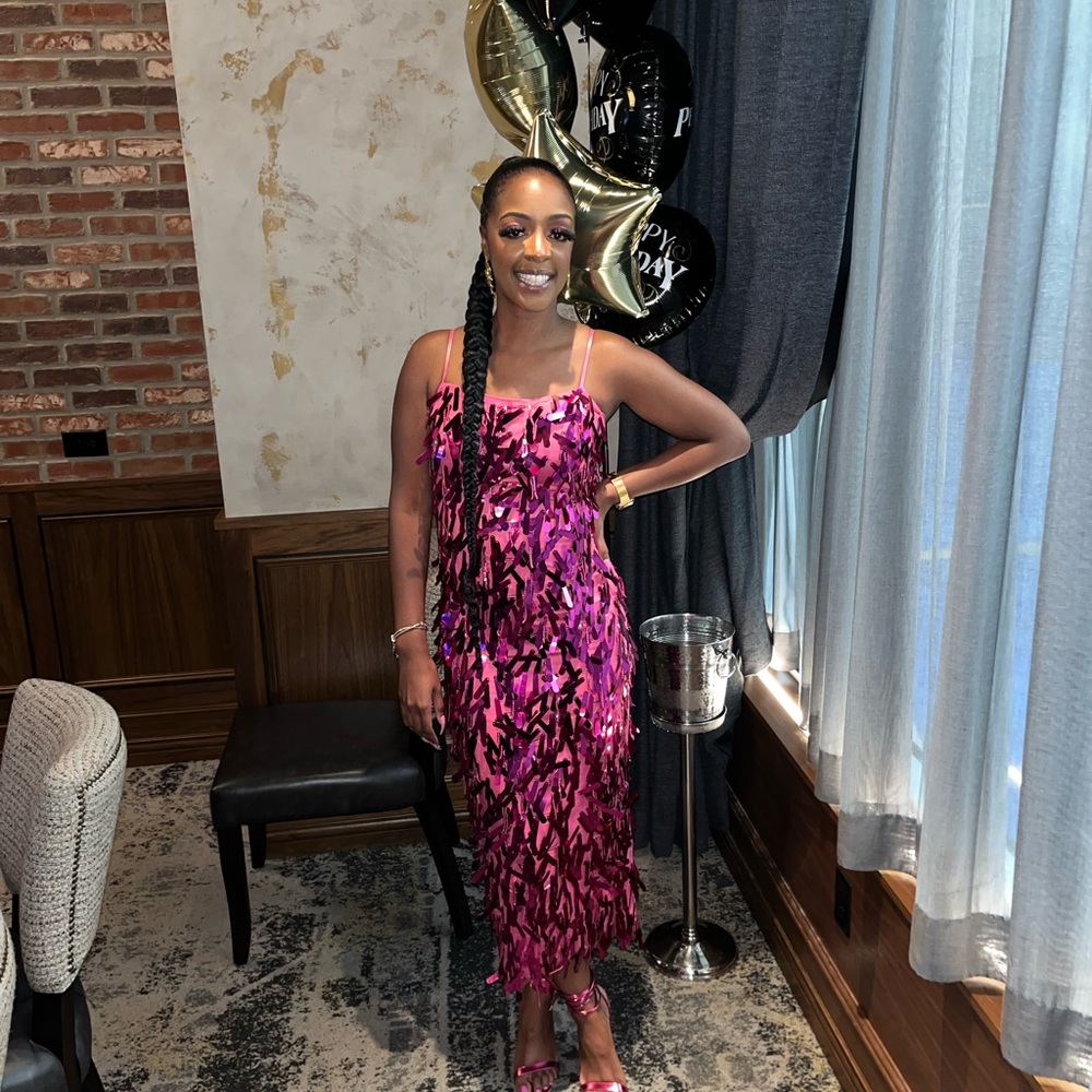 FashionNova Feeling Fab Paillettes MaxiDress-Magenta.